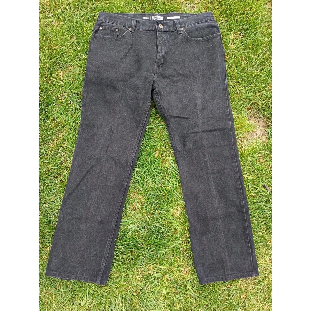 90's Inspired Urban Pipeline Heavyweight 100% Cotton Straight Leg Black Jeans